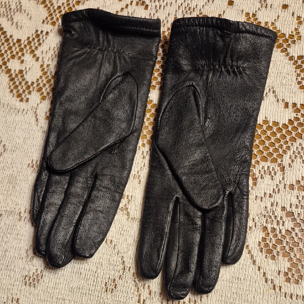 Sophisticated Black Perforated Gloves